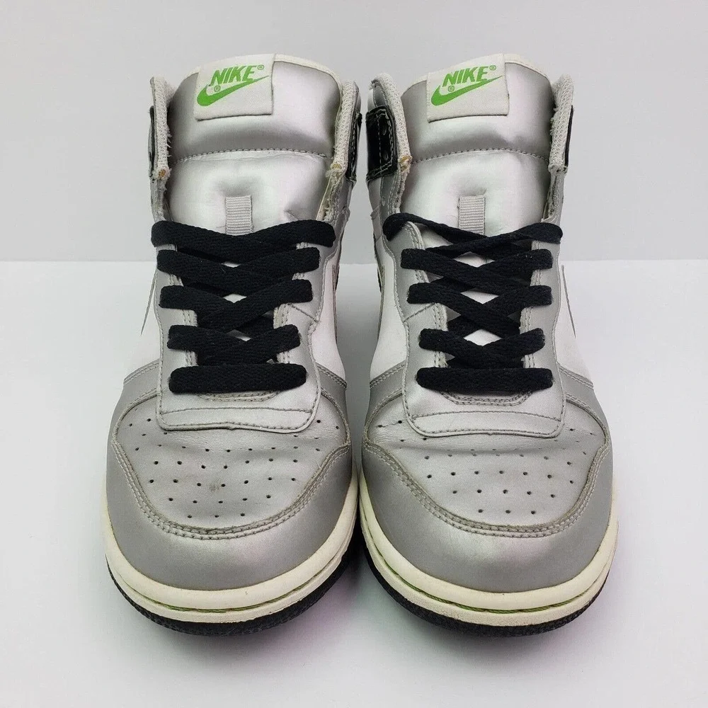 Nike Big Nike High LE Womens Size 9 Silver Black White Sneaker Shoes 358858-103